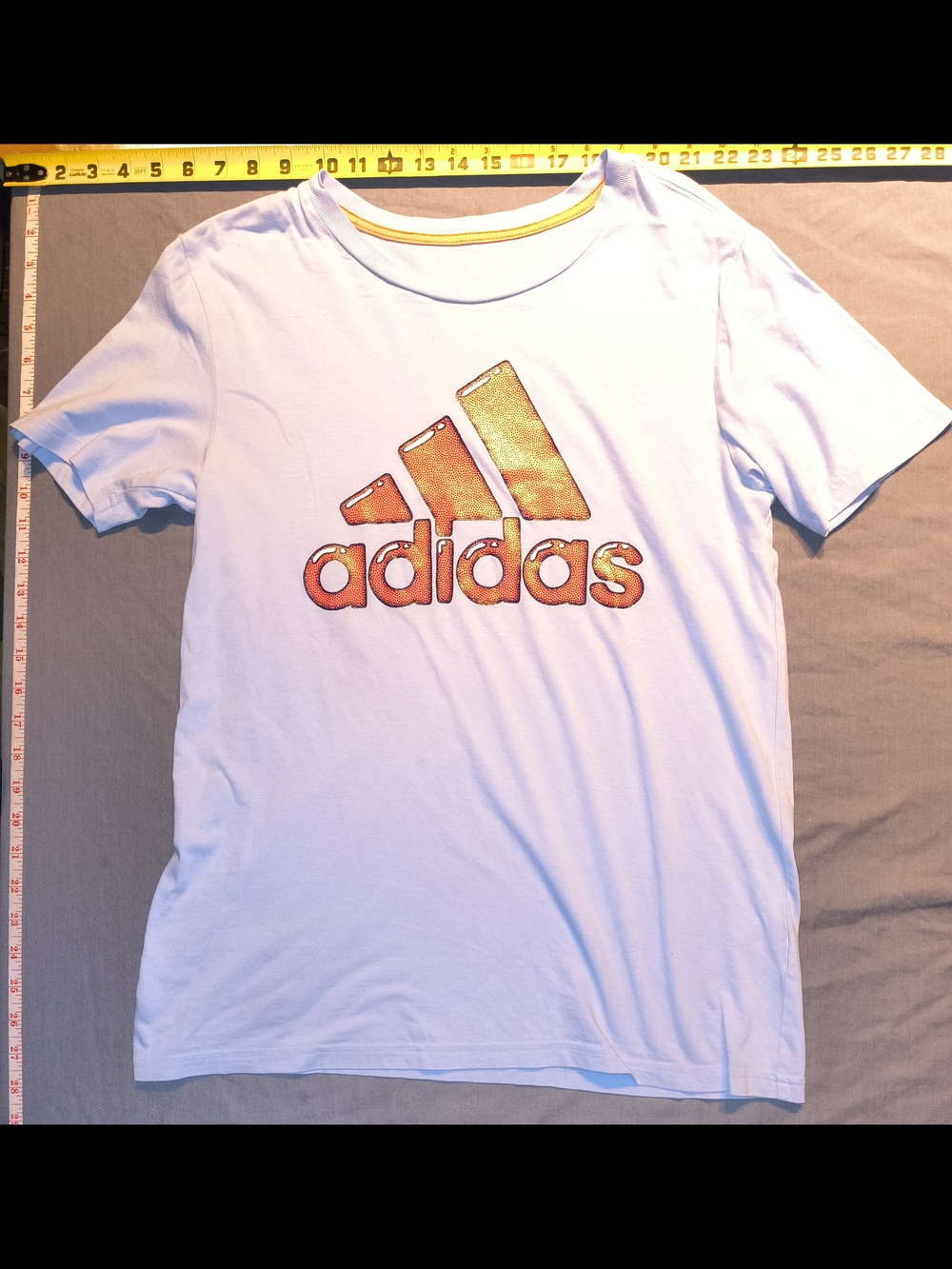 adidas White Short-Sleeve Tee with Coral Logo